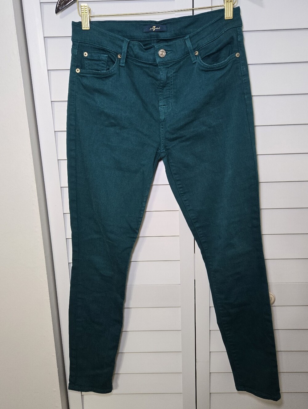 7 For All Mankind Teal Skinny Jeans Size 30
